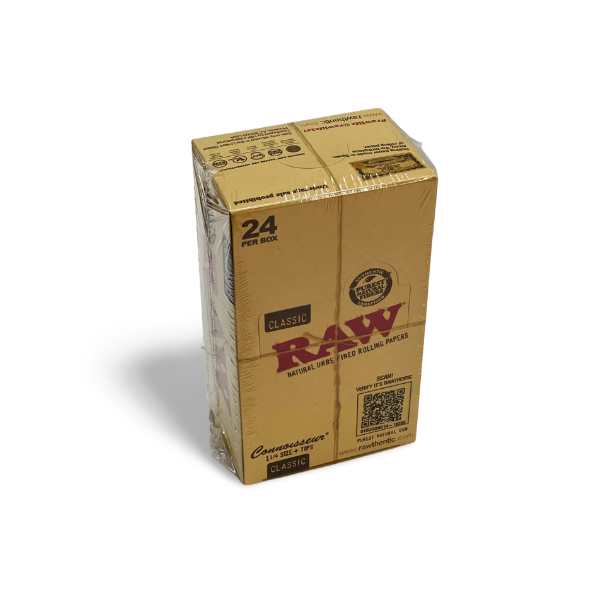 RAW CONNOISSEUR 1 1/4 SIZE + TIPS 24CT – CLASSIC